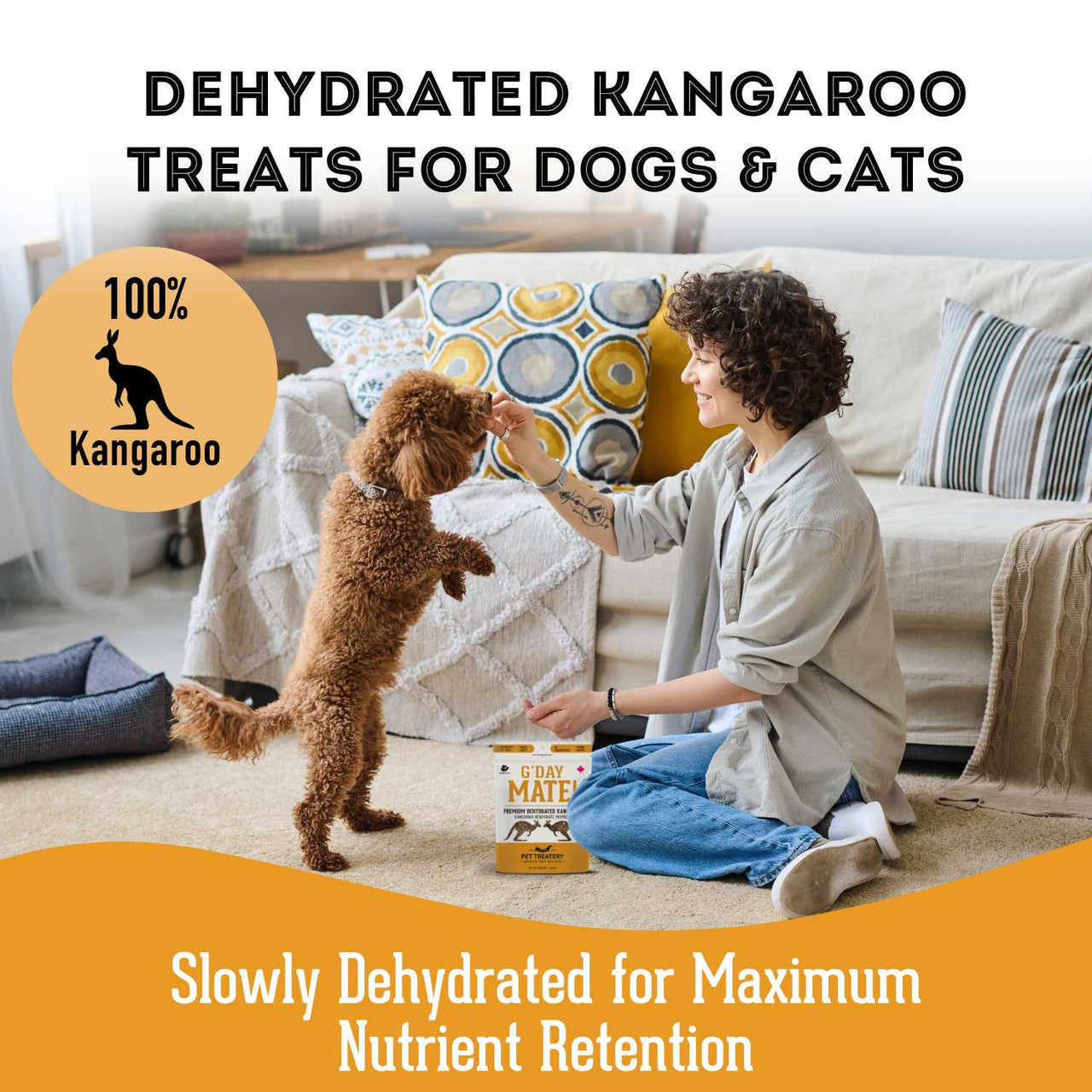 The Granville Island Pet Treatery  Dehydrated Kangaroo Treat for pets