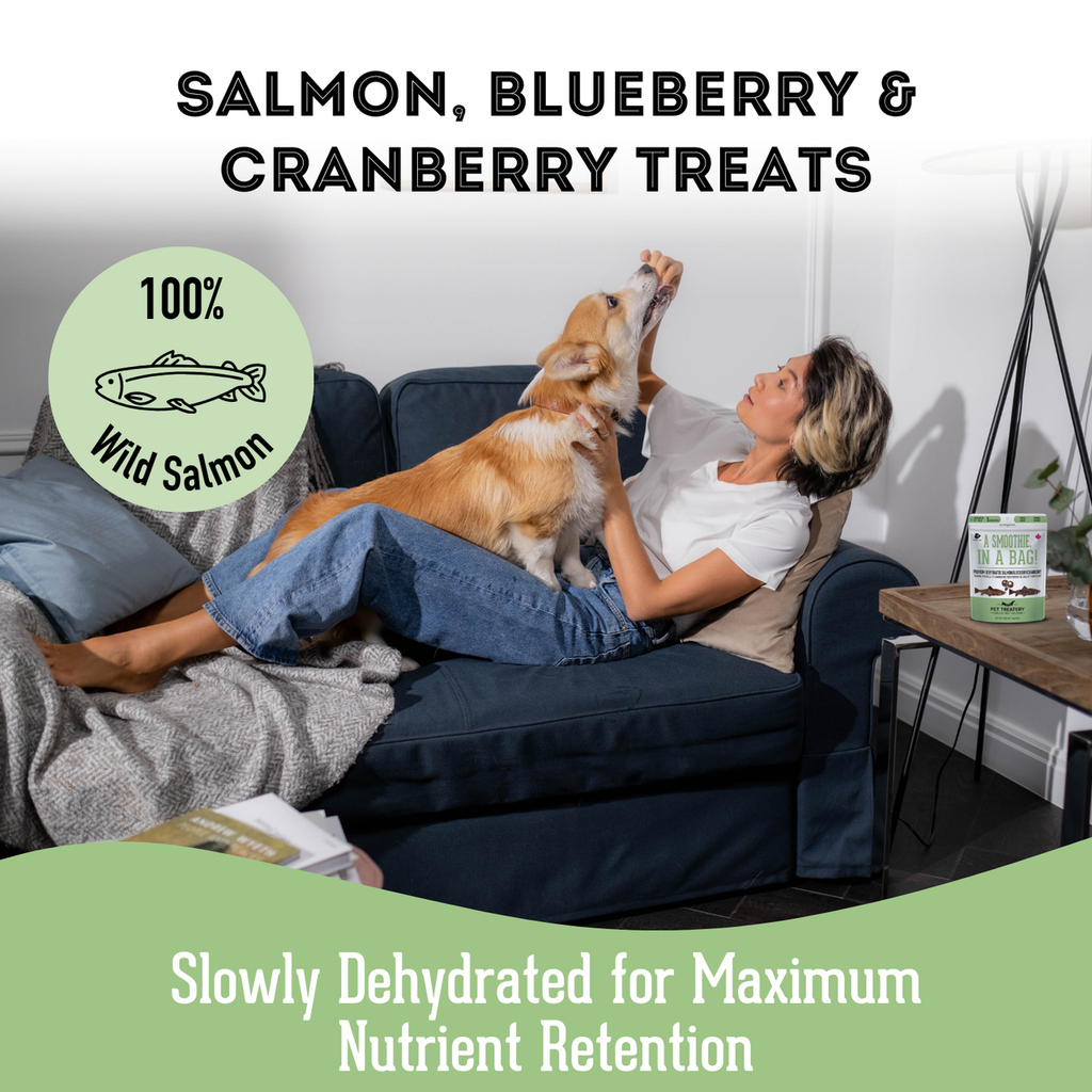 The Granville Island Pet Treatery  Dehydrated Salmon, Cranberry & Blueberry Treat for pets